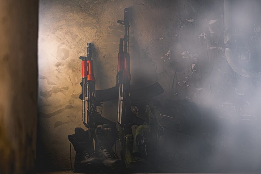 Photo AK rifle exploding ammunition